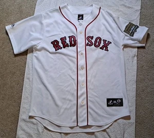 Red Sox Majestic Jersey with "Fenway Park 100 Years" Patch Dustin Pedroia Large - Picture 1 of 10