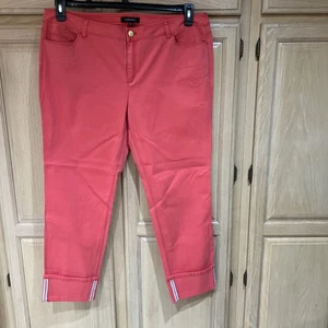 Pantalones de algodón para mujer Lafayette 148 NY coral pierna recta talla 16 trabajo minimalista - Imagen 1 de 5