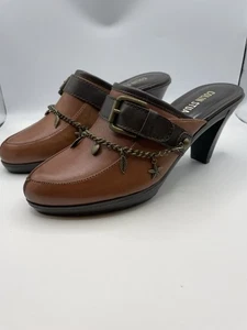 Colin Stuart Leather Mules Clogs With Buckle and Detachable Charm Size 7.5 - Picture 1 of 7