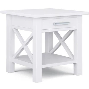 Pemberly Row 21" Square Contemporary Solid Wood End Table in White - Picture 1 of 8