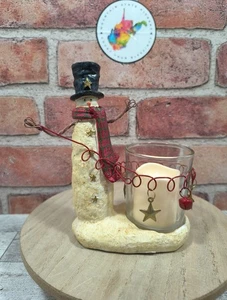 2012 Yankee Candle Teelicht Windlicht Schneemann mit Jingle Bells Gold Sterne - Bild 1 von 7