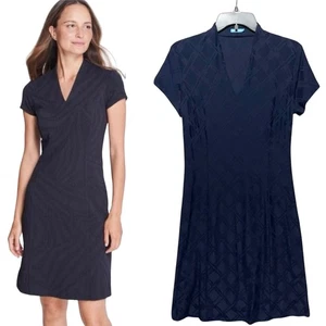 J. McLaughlin Kleid S blau Ivana Catalina Tuch Bambus Jacquard V-Ausschnitt - Bild 1 von 12