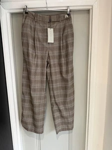 Mint Velvet Natural Checked Wide Trousers UK 10 NWTs - Picture 1 of 11