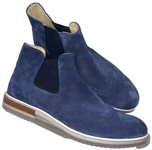 Bugatchi Brescia Mid Chelsea Wingtip Stiefel in blauem Wildleder, Made in Italy, Größe: 10,5 - Bild 1 von 8