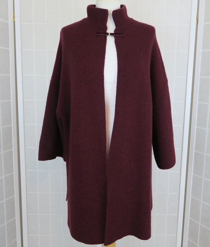 Chiaramente Cape Cardigan Size M Burgundy Wool Blend Designer Made In Italy - Image 1 of 4