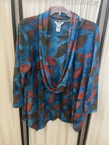 NEW NWT Multiples Womens 1X Pullover Shirt Top Leaf Artsy Stretchy Sz 1X - Picture 1 of 6