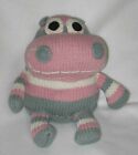 Little Ndaba Snuggle Hippo Plush Knit Stuffed Animal Cotton Zambia Pink Striped