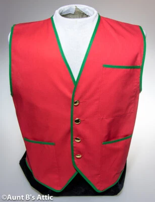 Chaleco Rd/Gr & Rd/Wht Unisex Poli/Algodón Vacaciones Botón Frontal Multiuso Chaleco Foto 1 de 4