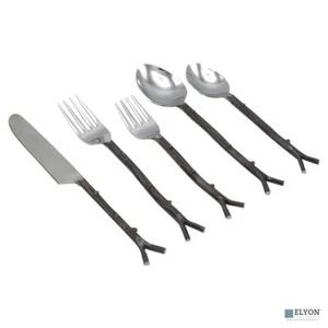 Elyon Tableware Hasanpur 20 Piece Reflective Hand Forged Flatware StainlessSteel - Picture 1 of 3