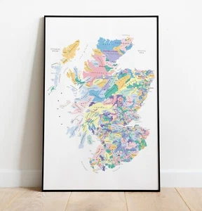 Karte der schottischen Clans Bezirke Grafschaften Schottland Wandkunst Poster Dekor Clan Karte - Bild 1 von 17