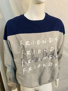 Friends TV Show Navy Blue Gray Logo Pullover Sweatshirt Long Sleeve- NWT-$36 - Picture 1 of 11
