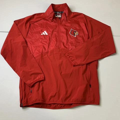 NWT Adidas Louisville Cardinals 1/4 Zip Jacket M NCAA Team Issue Sports Red Cover