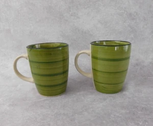 Gibson Home Mugs Coffee/Tea Green Swirl with Black Rim - Picture 1 of 6