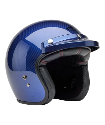 Bell Custom 500 Carbon Open Face Helmet Steve McQueen LeMans Metallic Blue MD Foto 1 de 4