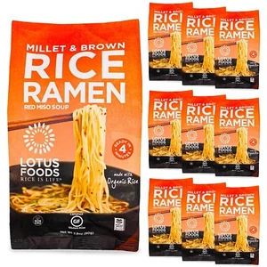 Lotus Foods Organic Millet & Brown Rice Ramen with Miso Soup -2.8 Oz Pack of 10 - Picture 1 of 7