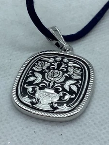 Collar Colgante Damasceno Plata Diseño Floral Midas Toledo España Raro Difícil de Encontrar - Imagen 1 de 10