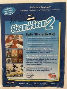 Fusible STEAM-A-SEAM 2 Doble Palo WEB, 9"" X 12", 5 hojas/paquete #5517 Costura Artesanía - Imagen 1 de 2