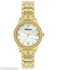 Style&Co Stainless Steel MOP Dial Crystals ON Bezel & Band Women's Watch SC1255