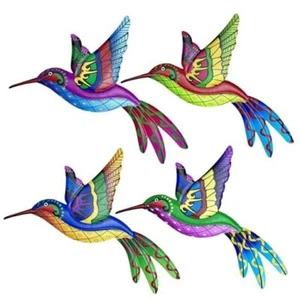 Hummingbird Metal Outdoor Wall Art Decor,3D Colorful Garden Sculpture Birds - Picture 1 of 8