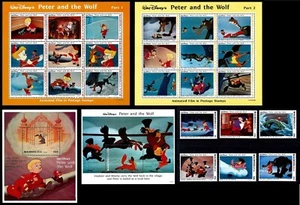 MALDIVES SCOTT #1919-1928, SET 6 MNH STAMPS & 4 S/S DISNEY 1994 PETER & THE WOLF - Picture 1 of 6