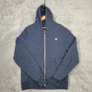 DC Shoes Zip Up Hoodie Mens XL Blue Black Y2K Skate Skateboarding Vtg - Picture 1 of 10
