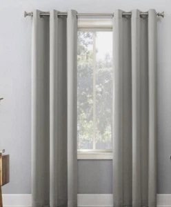 Sun Zero 108x40" Kenneth Energy Saving Blackout Grommet Curtain Panels GRAY NEW - Picture 1 of 6