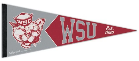 WASHINGTON STATE COUGARS Retro-1940s-Style NCAA Premium Felt Collectors PENNANT Cover
