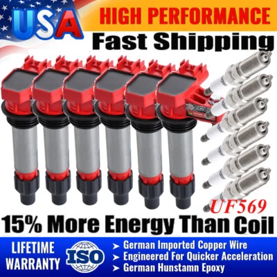 For 2010-2014 BUICK ENCLAVE 3.6L 6 Spark Plugs and Coil Packs UF569 HIGH ENERGY - Image 1 of 4
