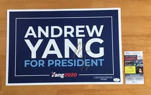 Cartel con autógrafo firmado oficial del presidente 2020 Andrew Yang MATH CERTIFICADO DE AUTENTICIDAD JSA - Imagen 1 de 3