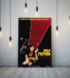 PÓSTER DE PELÍCULA PULP FICTION - LIENZO ENMARCADO ARTE DE PARED IMAGEN PAPEL IMPRESIÓN - ROJO NEGRO - Imagen 1 de 17