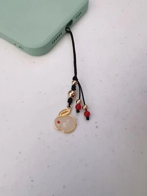 White Jade Rabbit Lucky Charm, Rabbit Phone Charm, Rabbit Bag Charm Decor - Image 1 of 4