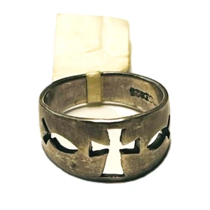 Ring Sterling Silber Band Christ Kreuz Fisch Gr. 4,75 signiert gemarkt 925 Vintage - Bild 1 von 11