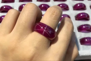 Red Star Ruby Ring Lab Created Top Quality Ruby Ring. Also Can Make Pendant 1Pcs - Picture 1 of 5