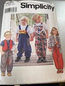 Simplicity Pattern 9693 Boy/Girl Heart or Truck Overalls~Jacket~Vest Sz 2 3 4 - Picture 1 of 2