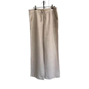 Coldwater Creek Natural Fit Women’s Size 14 Flax Tan Linen Pants Straight Leg - Picture 1 of 7