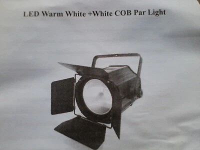WARM WHITE + WHITE 200 WATT LED COB STAGE PAR LIGHT DJXFLI WITH BARN DOORS BLACK - Image 1 of 4