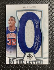 SEAN ELLIOTT 2013-14 UD SP Authentic By The Letter Patch Auto Spurs Arizona /60