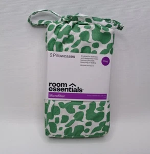 Juego de 2 fundas de almohada Room Essentials tamaño king funda de almohada con puntos verdes nuevo - Imagen 1 de 11