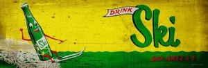 DRINK SKI SODA POP SAY SKEE-E-E HEAVY DUTY USA MADE METAL DRINK ADVERTISING SIGN - Picture 1 of 1