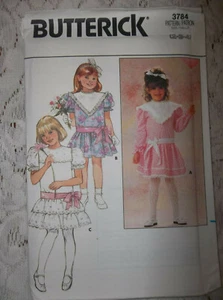 VINTAGE BUTTERICK #3784 CHILD'S DRESS SIZE 2-3-4 PATTERN & INSTRUCTIONS UNCUT - Picture 1 of 2