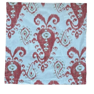 Funda de almohada Pottery Barn Mia Ikat mezcla de lino interior exterior marfil coral Foto 1 de 4