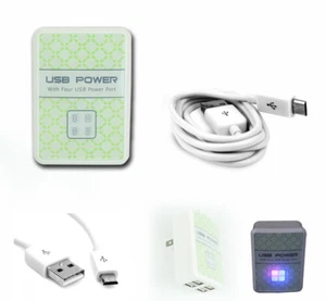 50 4 USB PORT HUB WALL ADAPTER+10FT CABLE CHARGER WHITE LG G2 OPTIMUS G PRO NOOK - Picture 1 of 1