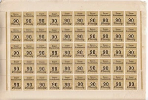 Stamp Germany Reich Bayern Revenue Sheet 1900 Railroad Bavaria Train Tax 090 MNH - Picture 1 of 1