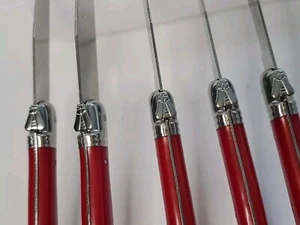 Set Of 5 LAGUIOLE RED GRILL INOX FRANCE STEAK KNIVES SERRATED STAINLESS BEE logo - Picture 1 of 8