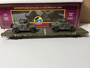 MTH 20-95461 - 60’ Flat Car w/2 Humvee Vehicles - U.S. Army DODX #40138 - O - Picture 1 of 19