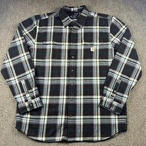 Carhartt Herren XL Tall Flannel Button Up Hemd Langarm braun blau kariert - Bild 1 von 6