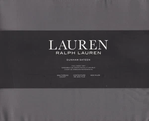 Juego completo de sábanas Ralph Lauren Dunham satén gris carbón 4 piezas granja elegante 300TC - Imagen 1 de 3