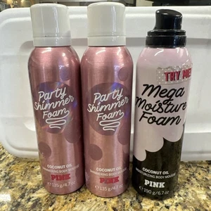 (x3) Victoria's Secret Party Shimmer Foam Coconut Oil Shimmering Body Mousse - Picture 1 of 4