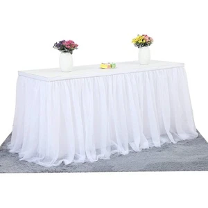 14ft White Tulle Table Skirt Tutu Table Skirt Tablecloth Decorations for Rect... - Picture 1 of 5