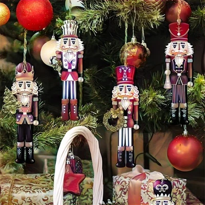 12 Pcs Nutcracker Soldiers Wooden Christmas Tree Decorations Xmas Hanging Decor - Image 1 of 4